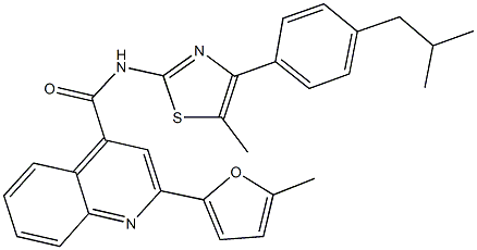 N-[4-(4-isobutylphenyl)-5-methyl-1,3-thiazol-2-yl]-2-(5-methyl-2-furyl)-4-quinolinecarboxamide Structure