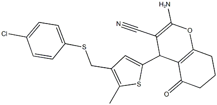 438223-88-2 2-amino-4-(4-{[(4-chlorophenyl)sulfanyl]methyl}-5-methyl-2-thienyl)-5-oxo-5,6,7,8-tetrahydro-4H-chromene-3-carbonitrile