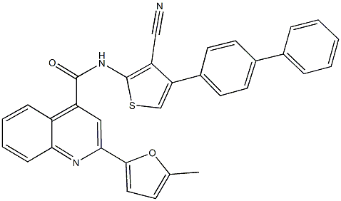 N-(4-[1,1'-biphenyl]-4-yl-3-cyano-2-thienyl)-2-(5-methyl-2-furyl)-4-quinolinecarboxamide Structure