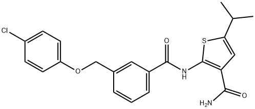 2-({3-[(4-chlorophenoxy)methyl]benzoyl}amino)-5-isopropyl-3-thiophenecarboxamide Structure
