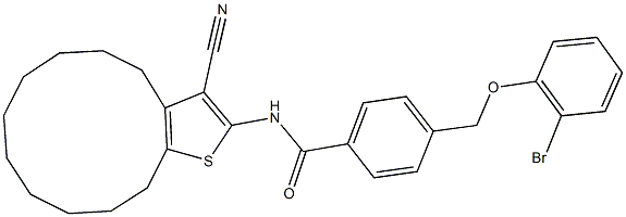 4-[(2-bromophenoxy)methyl]-N-(3-cyano-4,5,6,7,8,9,10,11,12,13-decahydrocyclododeca[b]thien-2-yl)benzamide,438224-23-8,结构式