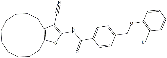 4-[(2-bromophenoxy)methyl]-N-(3-cyano-4,5,6,7,8,9,10,11,12,13-decahydrocyclododeca[b]thien-2-yl)benzamide Structure