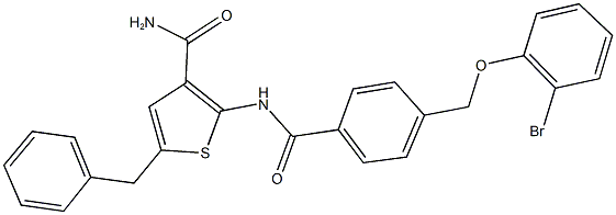 5-benzyl-2-({4-[(2-bromophenoxy)methyl]benzoyl}amino)-3-thiophenecarboxamide,438224-28-3,结构式