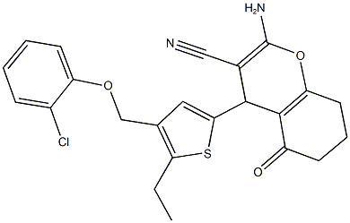 2-amino-4-{4-[(2-chlorophenoxy)methyl]-5-ethyl-2-thienyl}-5-oxo-5,6,7,8-tetrahydro-4H-chromene-3-carbonitrile|