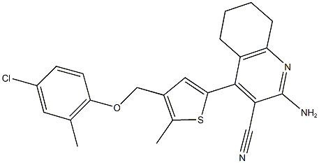 2-amino-4-{4-[(4-chloro-2-methylphenoxy)methyl]-5-methyl-2-thienyl}-5,6,7,8-tetrahydro-3-quinolinecarbonitrile 结构式