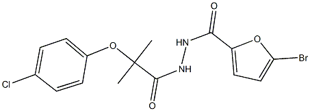 5-bromo-N'-[2-(4-chlorophenoxy)-2-methylpropanoyl]-2-furohydrazide,438225-38-8,结构式