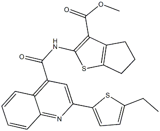 methyl 2-({[2-(5-ethyl-2-thienyl)-4-quinolinyl]carbonyl}amino)-5,6-dihydro-4H-cyclopenta[b]thiophene-3-carboxylate 化学構造式