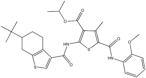 isopropyl 2-{[(6-tert-butyl-4,5,6,7-tetrahydro-1-benzothien-3-yl)carbonyl]amino}-5-[(2-methoxyanilino)carbonyl]-4-methyl-3-thiophenecarboxylate Structure