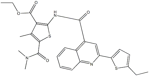 ethyl 5-[(dimethylamino)carbonyl]-2-({[2-(5-ethyl-2-thienyl)-4-quinolinyl]carbonyl}amino)-4-methyl-3-thiophenecarboxylate Structure