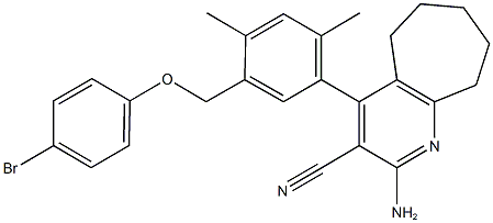 2-amino-4-{5-[(4-bromophenoxy)methyl]-2,4-dimethylphenyl}-6,7,8,9-tetrahydro-5H-cyclohepta[b]pyridine-3-carbonitrile,438227-64-6,结构式