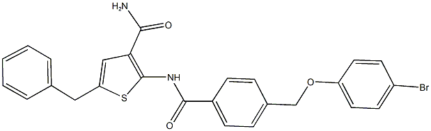 5-benzyl-2-({4-[(4-bromophenoxy)methyl]benzoyl}amino)-3-thiophenecarboxamide Structure