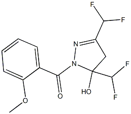 3,5-bis(difluoromethyl)-1-(2-methoxybenzoyl)-4,5-dihydro-1H-pyrazol-5-ol 化学構造式