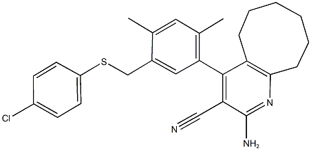 2-amino-4-(5-{[(4-chlorophenyl)sulfanyl]methyl}-2,4-dimethylphenyl)-5,6,7,8,9,10-hexahydrocycloocta[b]pyridine-3-carbonitrile|