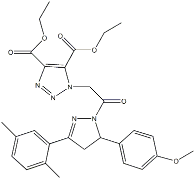 diethyl 1-{2-[3-(2,5-dimethylphenyl)-5-(4-methoxyphenyl)-4,5-dihydro-1H-pyrazol-1-yl]-2-oxoethyl}-1H-1,2,3-triazole-4,5-dicarboxylate Struktur