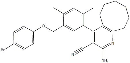 2-amino-4-{5-[(4-bromophenoxy)methyl]-2,4-dimethylphenyl}-5,6,7,8,9,10-hexahydrocycloocta[b]pyridine-3-carbonitrile 结构式