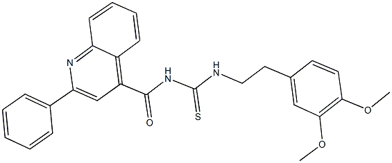 N-[2-(3,4-dimethoxyphenyl)ethyl]-N'-[(2-phenyl-4-quinolinyl)carbonyl]thiourea Structure