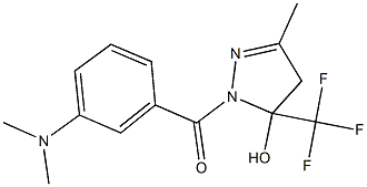 1-[3-(dimethylamino)benzoyl]-3-methyl-5-(trifluoromethyl)-4,5-dihydro-1H-pyrazol-5-ol 化学構造式