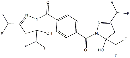 1-(4-{[3,5-bis(difluoromethyl)-5-hydroxy-4,5-dihydro-1H-pyrazol-1-yl]carbonyl}benzoyl)-3,5-bis(difluoromethyl)-4,5-dihydro-1H-pyrazol-5-ol Structure