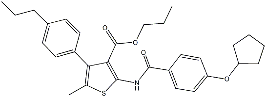 propyl 2-{[4-(cyclopentyloxy)benzoyl]amino}-5-methyl-4-(4-propylphenyl)-3-thiophenecarboxylate|