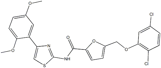 5-[(2,5-dichlorophenoxy)methyl]-N-[4-(2,5-dimethoxyphenyl)-1,3-thiazol-2-yl]-2-furamide 化学構造式