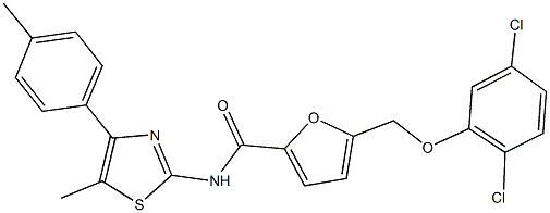 5-[(2,5-dichlorophenoxy)methyl]-N-[5-methyl-4-(4-methylphenyl)-1,3-thiazol-2-yl]-2-furamide Structure