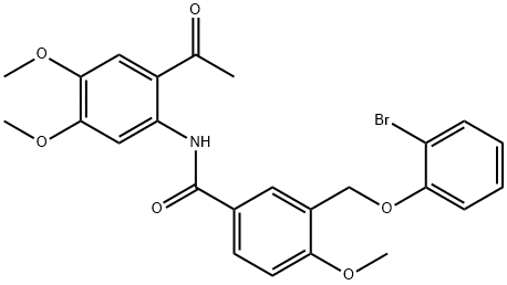 N-(2-acetyl-4,5-dimethoxyphenyl)-3-[(2-bromophenoxy)methyl]-4-methoxybenzamide Struktur