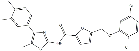 5-[(2,5-dichlorophenoxy)methyl]-N-[4-(3,4-dimethylphenyl)-5-methyl-1,3-thiazol-2-yl]-2-furamide 结构式