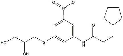 3-cyclopentyl-N-{3-[(2,3-dihydroxypropyl)sulfanyl]-5-nitrophenyl}propanamide Structure