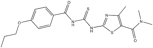 N,N,4-trimethyl-2-({[(4-propoxybenzoyl)amino]carbothioyl}amino)-1,3-thiazole-5-carboxamide|