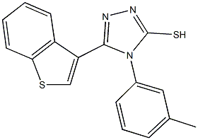 5-(1-benzothien-3-yl)-4-(3-methylphenyl)-4H-1,2,4-triazol-3-yl hydrosulfide 结构式