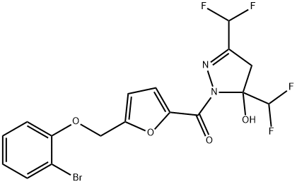 1-{5-[(2-bromophenoxy)methyl]-2-furoyl}-3,5-bis(difluoromethyl)-4,5-dihydro-1H-pyrazol-5-ol Structure