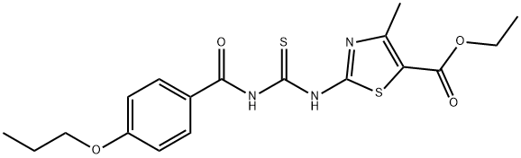 ethyl 4-methyl-2-({[(4-propoxybenzoyl)amino]carbothioyl}amino)-1,3-thiazole-5-carboxylate Structure