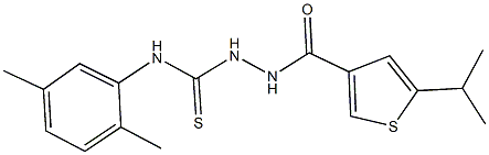 N-(2,5-dimethylphenyl)-2-[(5-isopropyl-3-thienyl)carbonyl]hydrazinecarbothioamide 化学構造式