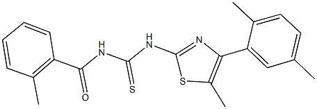 N-[4-(2,5-dimethylphenyl)-5-methyl-1,3-thiazol-2-yl]-N'-(2-methylbenzoyl)thiourea,438232-86-1,结构式