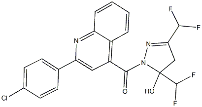 1-{[2-(4-chlorophenyl)-4-quinolinyl]carbonyl}-3,5-bis(difluoromethyl)-4,5-dihydro-1H-pyrazol-5-ol 结构式