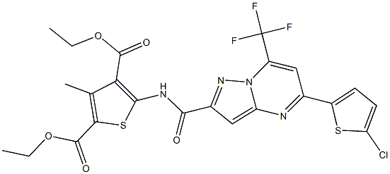 438233-05-7 diethyl 5-({[5-(5-chloro-2-thienyl)-7-(trifluoromethyl)pyrazolo[1,5-a]pyrimidin-2-yl]carbonyl}amino)-3-methyl-2,4-thiophenedicarboxylate