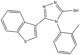 5-(1-benzothien-3-yl)-4-(2-methylphenyl)-4H-1,2,4-triazol-3-yl hydrosulfide Structure