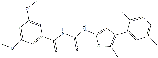 438233-28-4 N-(3,5-dimethoxybenzoyl)-N'-[4-(2,5-dimethylphenyl)-5-methyl-1,3-thiazol-2-yl]thiourea