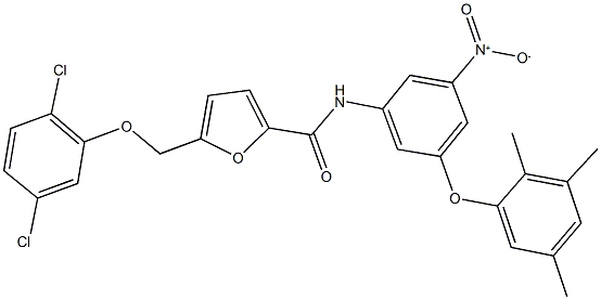 5-[(2,5-dichlorophenoxy)methyl]-N-[3-nitro-5-(2,3,5-trimethylphenoxy)phenyl]-2-furamide 化学構造式