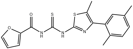 N-[4-(2,5-dimethylphenyl)-5-methyl-1,3-thiazol-2-yl]-N'-(2-furoyl)thiourea,438233-46-6,结构式