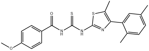 N-[4-(2,5-dimethylphenyl)-5-methyl-1,3-thiazol-2-yl]-N'-(4-methoxybenzoyl)thiourea Struktur