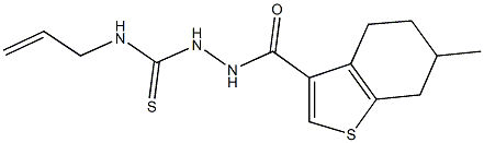 N-allyl-2-[(6-methyl-4,5,6,7-tetrahydro-1-benzothien-3-yl)carbonyl]hydrazinecarbothioamide 结构式