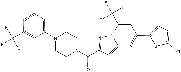 5-(5-chloro-2-thienyl)-7-(trifluoromethyl)-2-({4-[3-(trifluoromethyl)phenyl]-1-piperazinyl}carbonyl)pyrazolo[1,5-a]pyrimidine,438233-55-7,结构式