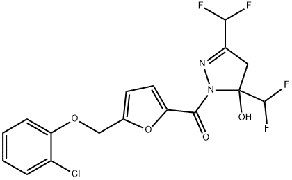 1-{5-[(2-chlorophenoxy)methyl]-2-furoyl}-3,5-bis(difluoromethyl)-4,5-dihydro-1H-pyrazol-5-ol|