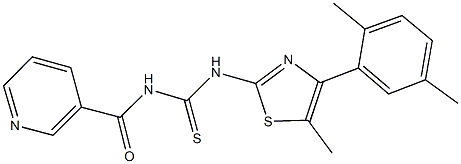 N-[4-(2,5-dimethylphenyl)-5-methyl-1,3-thiazol-2-yl]-N'-(3-pyridinylcarbonyl)thiourea,438233-81-9,结构式