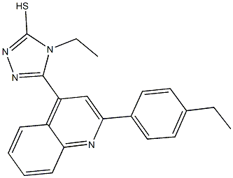 4-ethyl-5-[2-(4-ethylphenyl)-4-quinolinyl]-4H-1,2,4-triazole-3-thiol 结构式