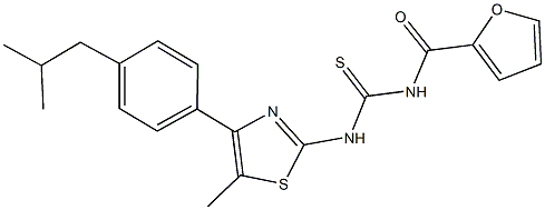 N-(2-furoyl)-N'-[4-(4-isobutylphenyl)-5-methyl-1,3-thiazol-2-yl]thiourea,438234-20-9,结构式