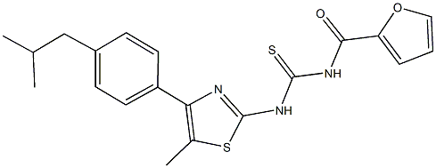 N-(2-furoyl)-N'-[4-(4-isobutylphenyl)-5-methyl-1,3-thiazol-2-yl]thiourea 结构式