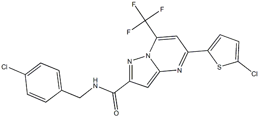 N-(4-chlorobenzyl)-5-(5-chloro-2-thienyl)-7-(trifluoromethyl)pyrazolo[1,5-a]pyrimidine-2-carboxamide 结构式