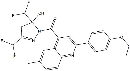 3,5-bis(difluoromethyl)-1-{[2-(4-ethoxyphenyl)-6-methyl-4-quinolinyl]carbonyl}-4,5-dihydro-1H-pyrazol-5-ol Structure